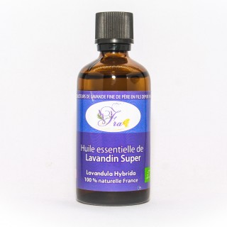 Huile Essentielle Lavandin Super Bio - Origine Espagne - flacon verre avec  bouchon compte-gouttes